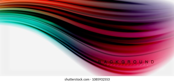 Fondo de color de fluido borroso, líneas de ondas abstractas, mezcla de colores con efectos de luz sobre el fondo de la luz. Ilustración artística vectorial para presentación, fondo de pantalla de aplicación, pancarta o afiches
