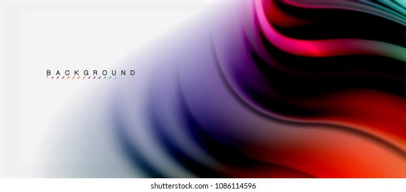 Blurred fluid colors background, abstract waves lines, mixing colours with light effects on light backdrop. Vector artistic illustration for presentation, app wallpaper, banner or posters