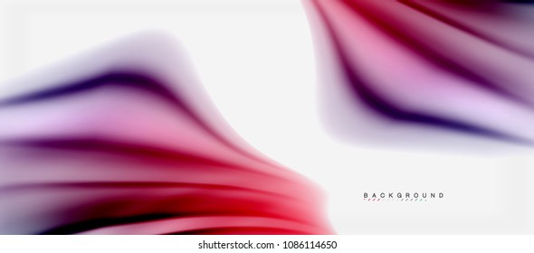 Fondo de color de fluido borroso, líneas de ondas abstractas, mezcla de colores con efectos de luz sobre el fondo de la luz. Ilustración artística vectorial para presentación, fondo de pantalla de aplicación, pancarta o afiches