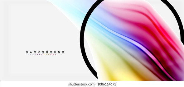 Blurred fluid colors background, abstract waves lines, mixing colours with light effects on light backdrop. Vector artistic illustration for presentation, app wallpaper, banner or posters