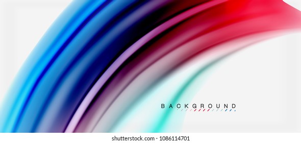 Fondo de color de fluido borroso, líneas de ondas abstractas, mezcla de colores con efectos de luz sobre el fondo de la luz. Ilustración artística vectorial para presentación, fondo de pantalla de aplicación, pancarta o afiches