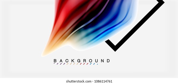 Blurred fluid colors background, abstract waves lines, mixing colours with light effects on light backdrop. Vector artistic illustration for presentation, app wallpaper, banner or posters