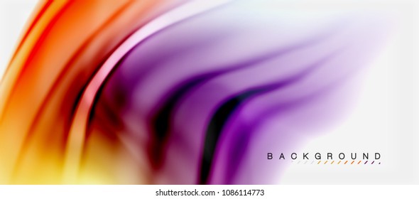Blurred fluid colors background, abstract waves lines, mixing colours with light effects on light backdrop. Vector artistic illustration for presentation, app wallpaper, banner or posters