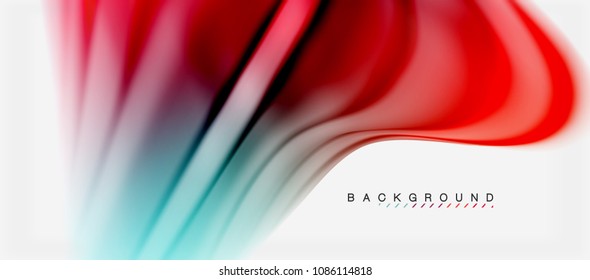 Blurred fluid colors background, abstract waves lines, mixing colours with light effects on light backdrop. Vector artistic illustration for presentation, app wallpaper, banner or posters