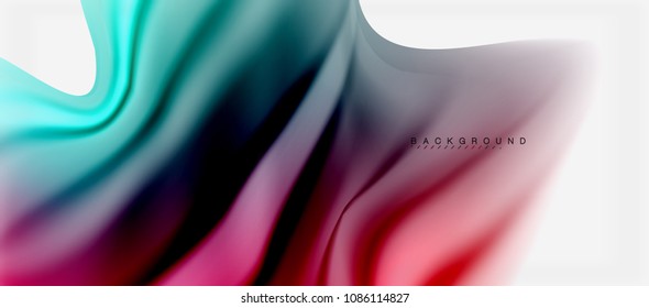 Fondo de color de fluido borroso, líneas de ondas abstractas, mezcla de colores con efectos de luz sobre el fondo de la luz. Ilustración artística vectorial para presentación, fondo de pantalla de aplicación, pancarta o afiches