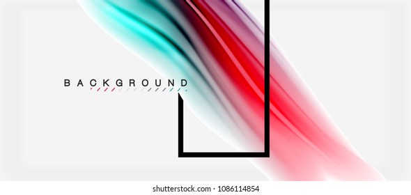 Blurred fluid colors background, abstract waves lines, mixing colours with light effects on light backdrop. Vector artistic illustration for presentation, app wallpaper, banner or posters