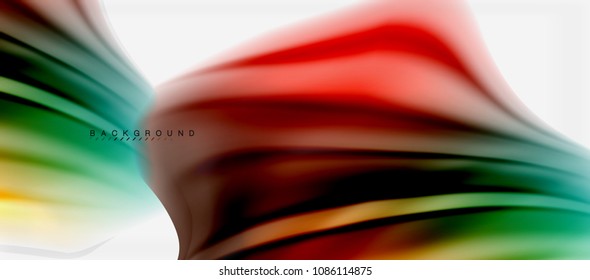 Blurred fluid colors background, abstract waves lines, mixing colours with light effects on light backdrop. Vector artistic illustration for presentation, app wallpaper, banner or posters