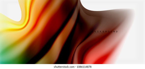 Fondo de color de fluido borroso, líneas de ondas abstractas, mezcla de colores con efectos de luz sobre el fondo de la luz. Ilustración artística vectorial para presentación, fondo de pantalla de aplicación, pancarta o afiches