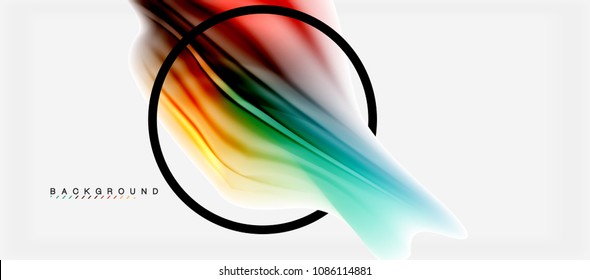 Blurred fluid colors background, abstract waves lines, mixing colours with light effects on light backdrop. Vector artistic illustration for presentation, app wallpaper, banner or posters