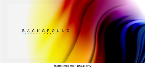 Blurred fluid colors background, abstract waves lines, mixing colours with light effects on light backdrop. Vector artistic illustration for presentation, app wallpaper, banner or posters