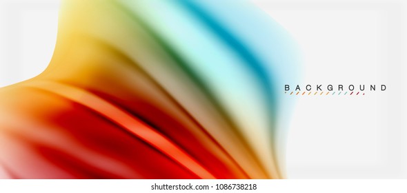 Fondo de color de fluido borroso, líneas de ondas abstractas, mezcla de colores con efectos de luz sobre el fondo de la luz. Ilustración artística vectorial para presentación, fondo de pantalla de aplicación, pancarta o afiches