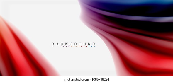 Fondo de color de fluido borroso, líneas de ondas abstractas, mezcla de colores con efectos de luz sobre el fondo de la luz. Ilustración artística vectorial para presentación, fondo de pantalla de aplicación, pancarta o afiches