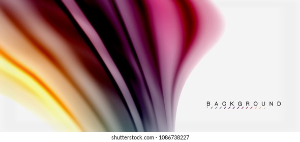 Blurred fluid colors background, abstract waves lines, mixing colours with light effects on light backdrop. Vector artistic illustration for presentation, app wallpaper, banner or posters