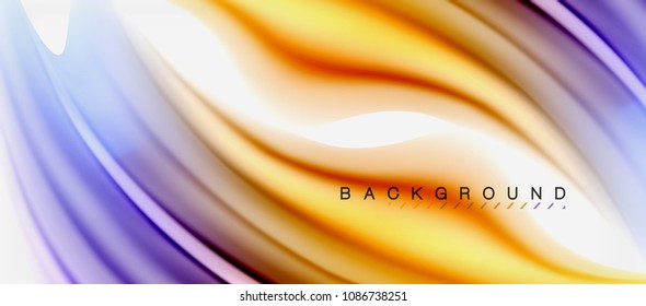 Fondo de color de fluido borroso, líneas de ondas abstractas, mezcla de colores con efectos de luz sobre el fondo de la luz. Ilustración artística vectorial para presentación, fondo de pantalla de aplicación, pancarta o afiches