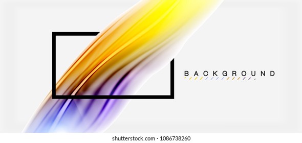 Fondo de color de fluido borroso, líneas de ondas abstractas, mezcla de colores con efectos de luz sobre el fondo de la luz. Ilustración artística vectorial para presentación, fondo de pantalla de aplicación, pancarta o afiches