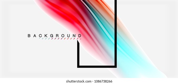 Blurred fluid colors background, abstract waves lines, mixing colours with light effects on light backdrop. Vector artistic illustration for presentation, app wallpaper, banner or posters