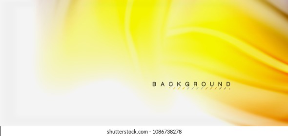 Blurred fluid colors background, abstract waves lines, mixing colours with light effects on light backdrop. Vector artistic illustration for presentation, app wallpaper, banner or posters