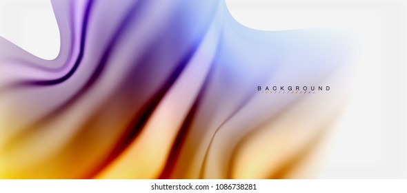 Blurred fluid colors background, abstract waves lines, mixing colours with light effects on light backdrop. Vector artistic illustration for presentation, app wallpaper, banner or posters