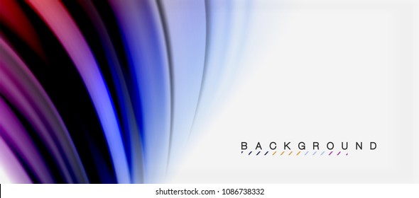 Blurred fluid colors background, abstract waves lines, mixing colours with light effects on light backdrop. Vector artistic illustration for presentation, app wallpaper, banner or posters