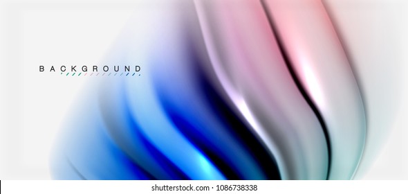 Blurred fluid colors background, abstract waves lines, mixing colours with light effects on light backdrop. Vector artistic illustration for presentation, app wallpaper, banner or posters