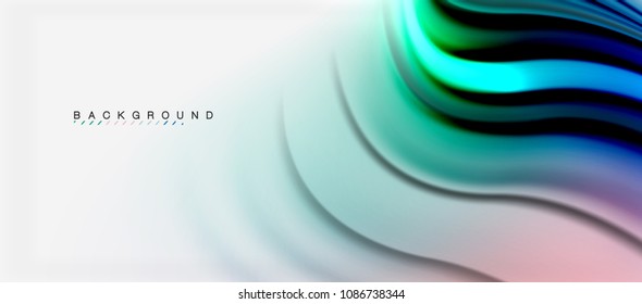 Blurred fluid colors background, abstract waves lines, mixing colours with light effects on light backdrop. Vector artistic illustration for presentation, app wallpaper, banner or posters