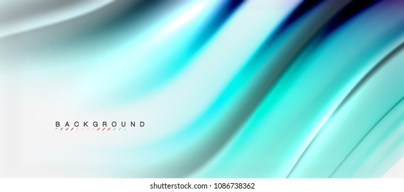 Fundo de cores fluidas borradas, linhas de ondas abstratas, mistura de cores com efeitos de luz em fundo de luz. Ilustração artística vetorial para apresentação, papel de parede do aplicativo, banner ou cartazes