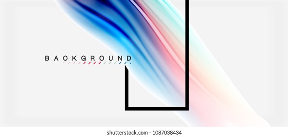 Blurred fluid colors background, abstract waves lines, mixing colours with light effects on light backdrop. Vector artistic illustration for presentation, app wallpaper, banner or posters