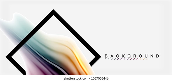 Fondo de color de fluido borroso, líneas de ondas abstractas, mezcla de colores con efectos de luz sobre el fondo de la luz. Ilustración artística vectorial para presentación, fondo de pantalla de aplicación, pancarta o afiches