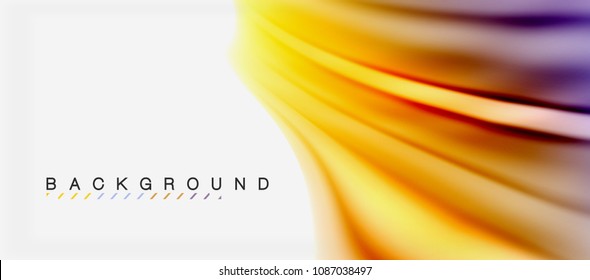Blurred fluid colors background, abstract waves lines, mixing colours with light effects on light backdrop. Vector artistic illustration for presentation, app wallpaper, banner or posters
