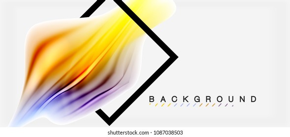 Fondo de color de fluido borroso, líneas de ondas abstractas, mezcla de colores con efectos de luz sobre el fondo de la luz. Ilustración artística vectorial para presentación, fondo de pantalla de aplicación, pancarta o afiches