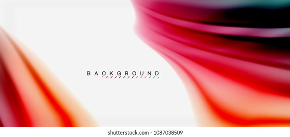 Blurred fluid colors background, abstract waves lines, mixing colours with light effects on light backdrop. Vector artistic illustration for presentation, app wallpaper, banner or posters