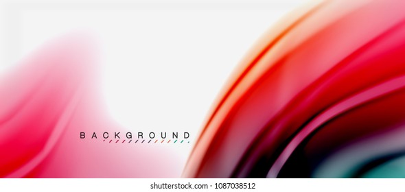 Blurred fluid colors background, abstract waves lines, mixing colours with light effects on light backdrop. Vector artistic illustration for presentation, app wallpaper, banner or posters