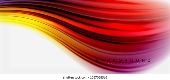 Fondo de color de fluido borroso, líneas de ondas abstractas, mezcla de colores con efectos de luz sobre el fondo de la luz. Ilustración artística vectorial para presentación, fondo de pantalla de aplicación, pancarta o afiches