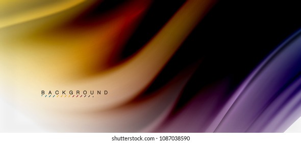 Fondo de color de fluido borroso, líneas de ondas abstractas, mezcla de colores con efectos de luz sobre el fondo de la luz. Ilustración artística vectorial para presentación, fondo de pantalla de aplicación, pancarta o afiches