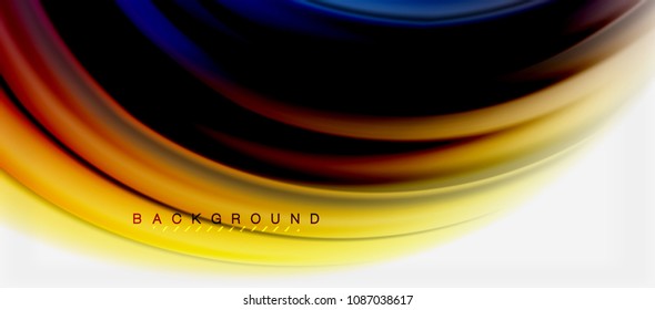 Fondo de color de fluido borroso, líneas de ondas abstractas, mezcla de colores con efectos de luz sobre el fondo de la luz. Ilustración artística vectorial para presentación, fondo de pantalla de aplicación, pancarta o afiches