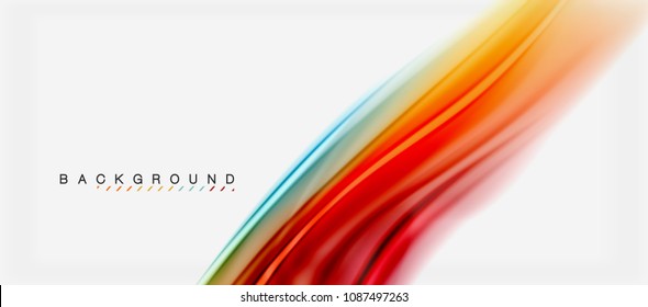 Blurred fluid colors background, abstract waves lines, mixing colours with light effects on light backdrop. Vector artistic illustration for presentation, app wallpaper, banner or posters