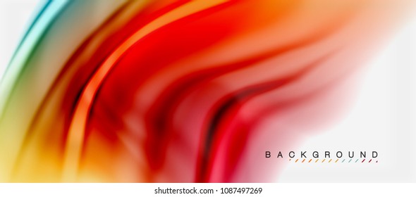 Blurred fluid colors background, abstract waves lines, mixing colours with light effects on light backdrop. Vector artistic illustration for presentation, app wallpaper, banner or posters