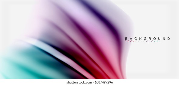Blurred fluid colors background, abstract waves lines, mixing colours with light effects on light backdrop. Vector artistic illustration for presentation, app wallpaper, banner or posters