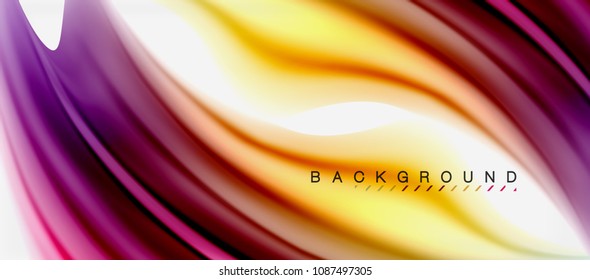 Fondo de color de fluido borroso, líneas de ondas abstractas, mezcla de colores con efectos de luz sobre el fondo de la luz. Ilustración artística vectorial para presentación, fondo de pantalla de aplicación, pancarta o afiches