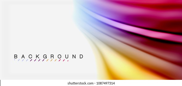 Fondo de color de fluido borroso, líneas de ondas abstractas, mezcla de colores con efectos de luz sobre el fondo de la luz. Ilustración artística vectorial para presentación, fondo de pantalla de aplicación, pancarta o afiches