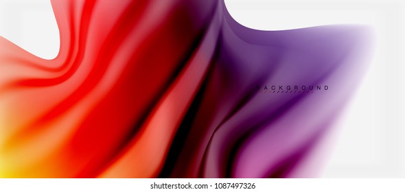 Fondo de color de fluido borroso, líneas de ondas abstractas, mezcla de colores con efectos de luz sobre el fondo de la luz. Ilustración artística vectorial para presentación, fondo de pantalla de aplicación, pancarta o afiches