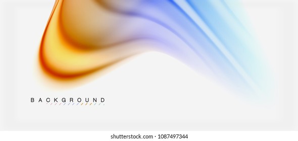 Fondo de color de fluido borroso, líneas de ondas abstractas, mezcla de colores con efectos de luz sobre el fondo de la luz. Ilustración artística vectorial para presentación, fondo de pantalla de aplicación, pancarta o afiches