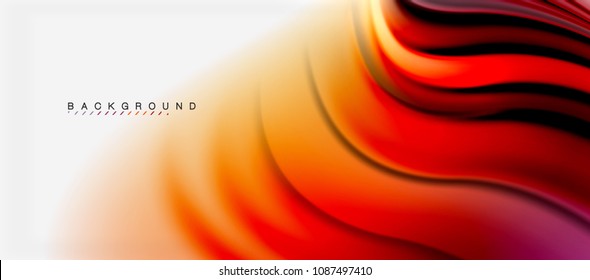Fondo de color de fluido borroso, líneas de ondas abstractas, mezcla de colores con efectos de luz sobre el fondo de la luz. Ilustración artística vectorial para presentación, fondo de pantalla de aplicación, pancarta o afiches
