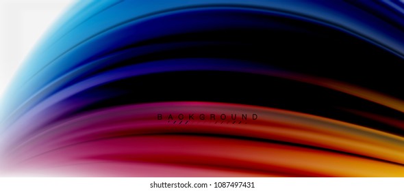 Fondo de color de fluido borroso, líneas de ondas abstractas, mezcla de colores con efectos de luz sobre el fondo de la luz. Ilustración artística vectorial para presentación, fondo de pantalla de aplicación, pancarta o afiches