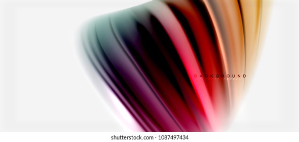 Blurred fluid colors background, abstract waves lines, mixing colours with light effects on light backdrop. Vector artistic illustration for presentation, app wallpaper, banner or posters