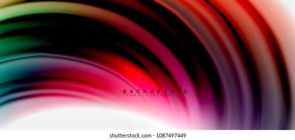 Fondo de color de fluido borroso, líneas de ondas abstractas, mezcla de colores con efectos de luz sobre el fondo de la luz. Ilustración artística vectorial para presentación, fondo de pantalla de aplicación, pancarta o afiches