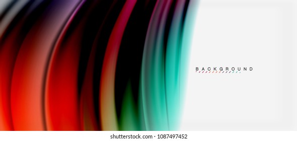 Fondo de color de fluido borroso, líneas de ondas abstractas, mezcla de colores con efectos de luz sobre el fondo de la luz. Ilustración artística vectorial para presentación, fondo de pantalla de aplicación, pancarta o afiches