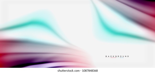 Blurred fluid colors background, abstract waves lines, mixing colours with light effects on light backdrop. Vector artistic illustration for presentation, app wallpaper, banner or posters