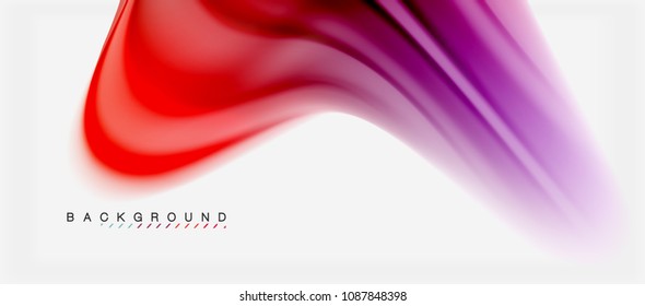 Blurred fluid colors background, abstract waves lines, mixing colours with light effects on light backdrop. Vector artistic illustration for presentation, app wallpaper, banner or posters