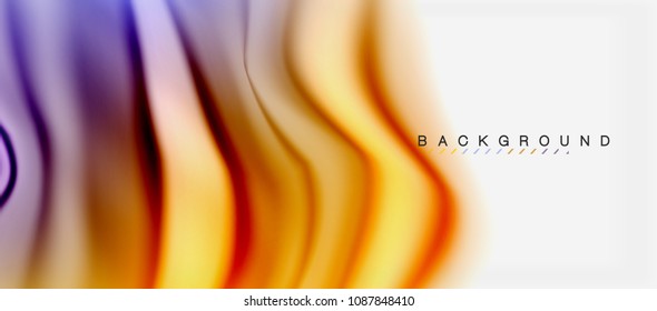 Blurred fluid colors background, abstract waves lines, mixing colours with light effects on light backdrop. Vector artistic illustration for presentation, app wallpaper, banner or posters